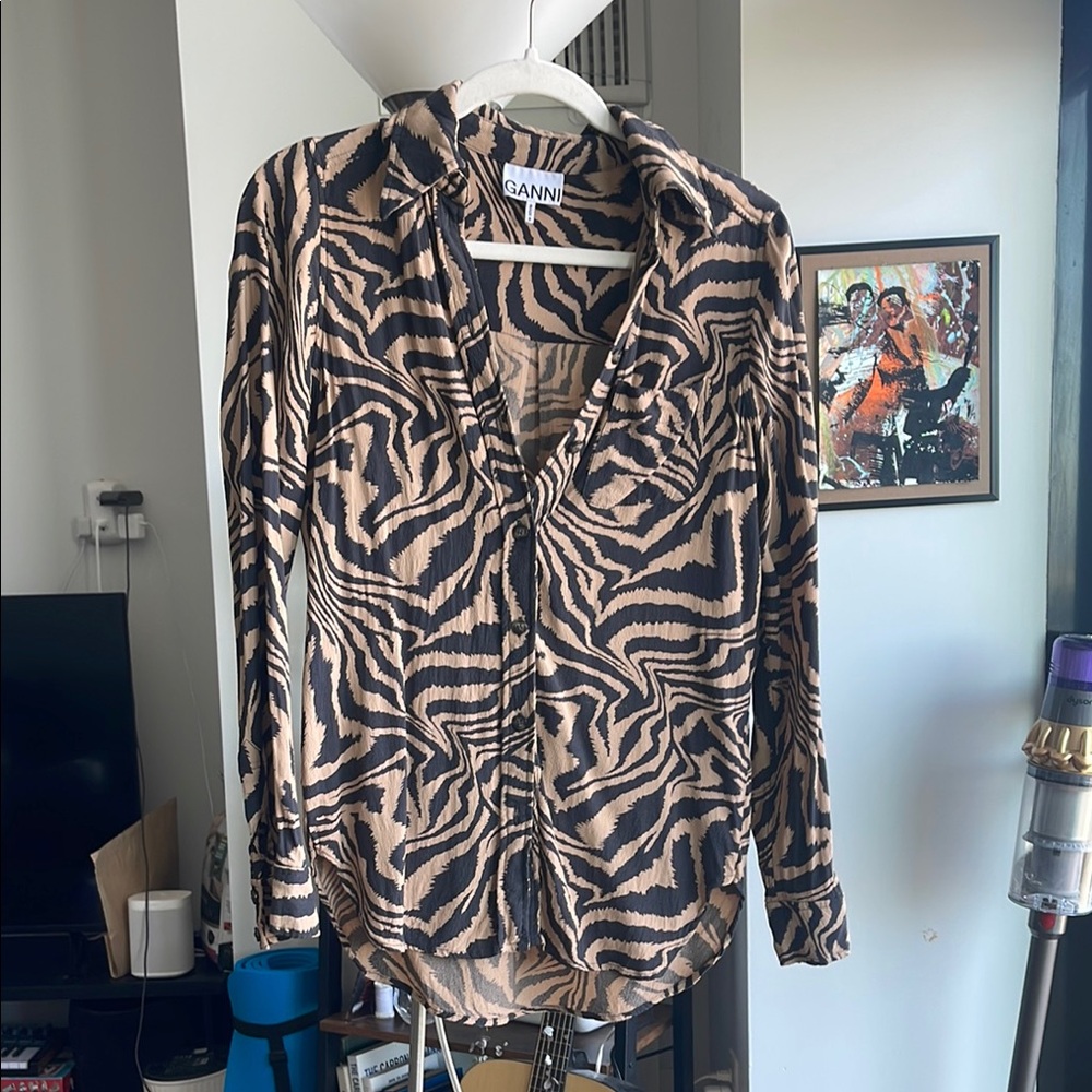 Ganni animal print long sleeve